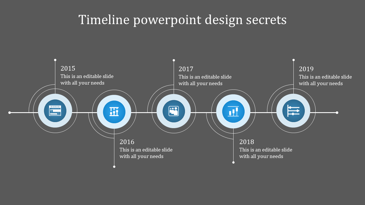 Stunning PowerPoint With Timeline In Blue Color Slide